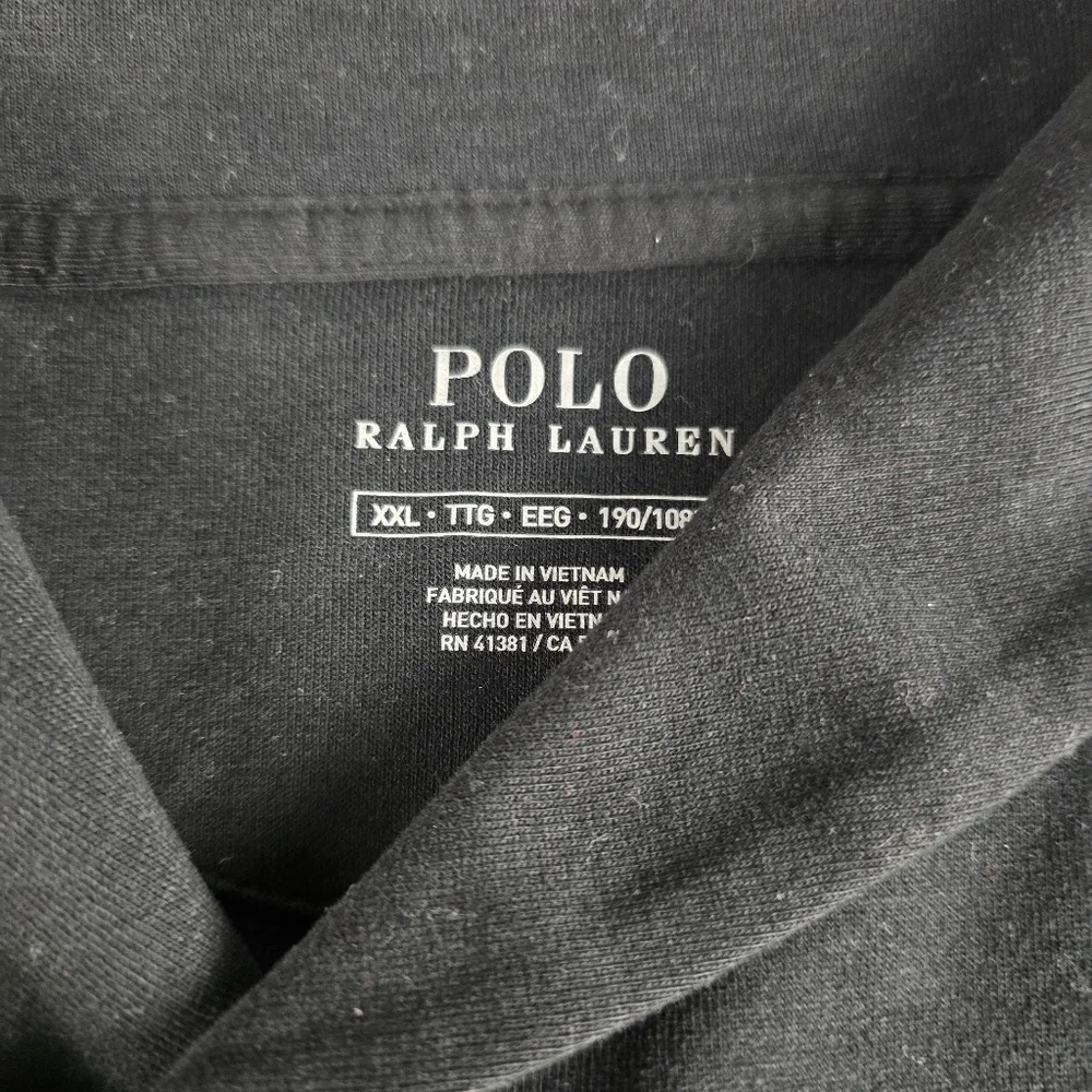 Polo Ralph Lauren 2 Button Mock Neck Long Sleeve Black Sweater Mens 2XL
